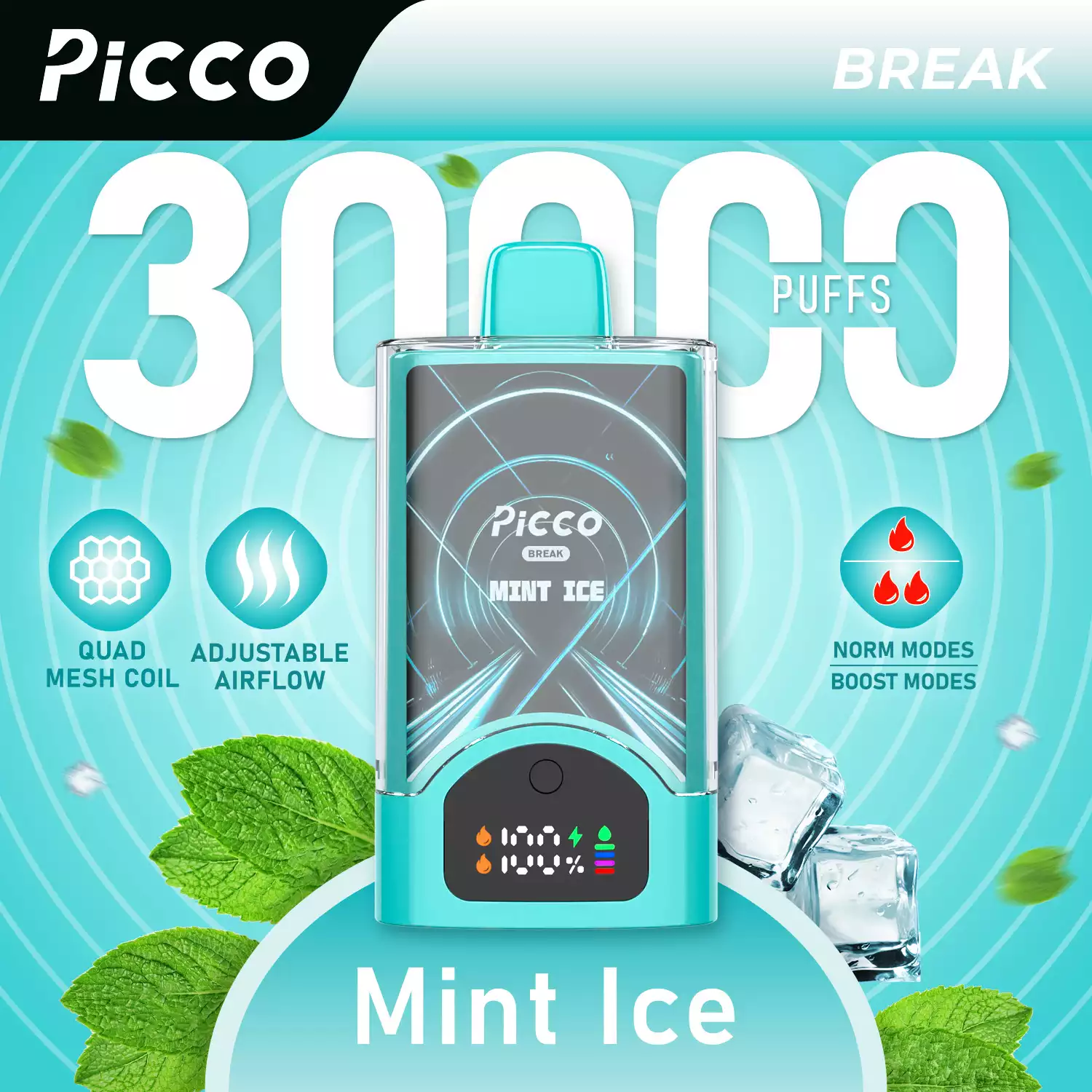 Picco Break 30000 Puffs (8) PICCO BREAK 30000 – Mint Ice
